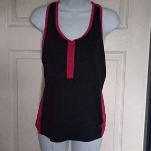 Women's XL Champion Pink & Black Athletic Racerback V-Neck Tank Top Gym Work Out